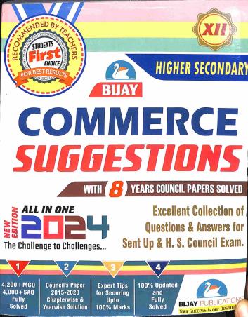 Bijay Higher Secondary Suggestions for Commerce Class 12 Suggestion 2024