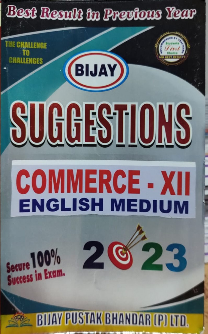 Bijay Higher Secondary Suggestions for Commerce  Class 12 (English Medium) Bijay Suggestion 2023