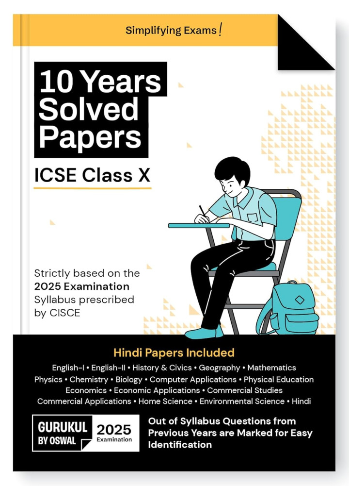 ICSE 10 Years Solved Papers Class 10  (Hindi Papers Included) by GURUKUL BOOKS 2025