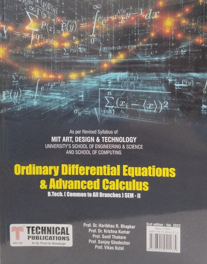 Ordinary Differential Equations And Advanced Calculus by Dr Haribhau