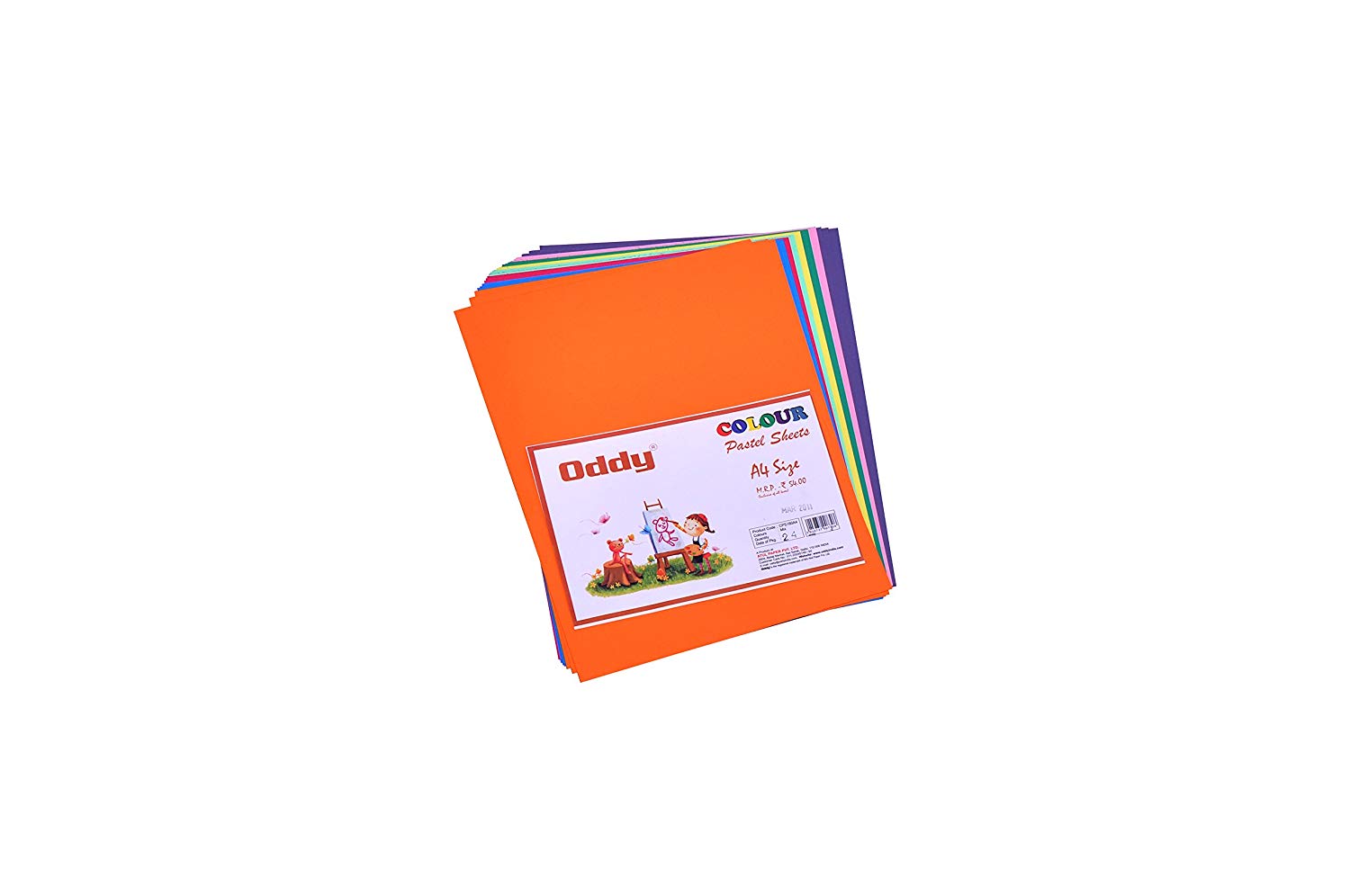 Oddy Double Side Pastel Color Sheets, 20 Sheets 5 Colors A/4 Size 