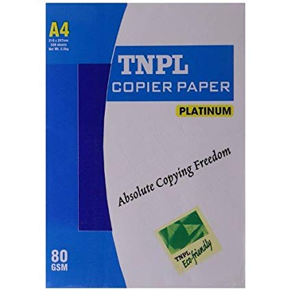 TNPL Copier paper - A4, 500 Sheets, 70 GSM, (Pack of 10)